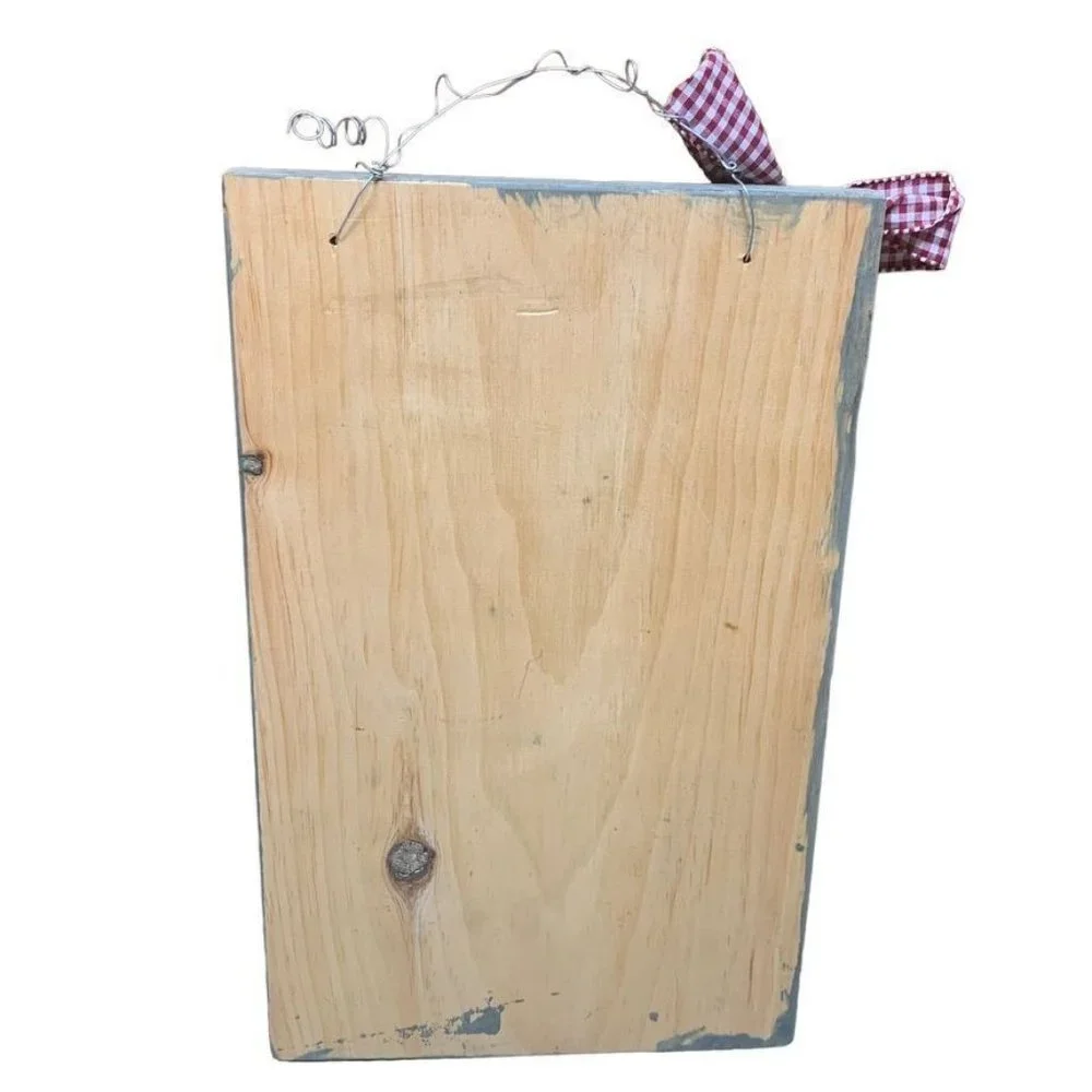 Handpainted Chicken Wall‎ Hanging Polka Dot Hearts Farmhouse Country Bow Gingham